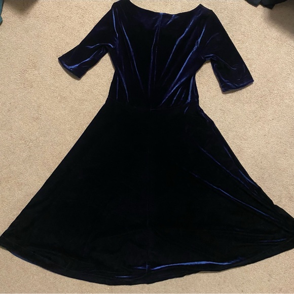EUC Deep Blue Velvet SkaterDress, Size XXS, Land’s End. - Picture 2 of 4